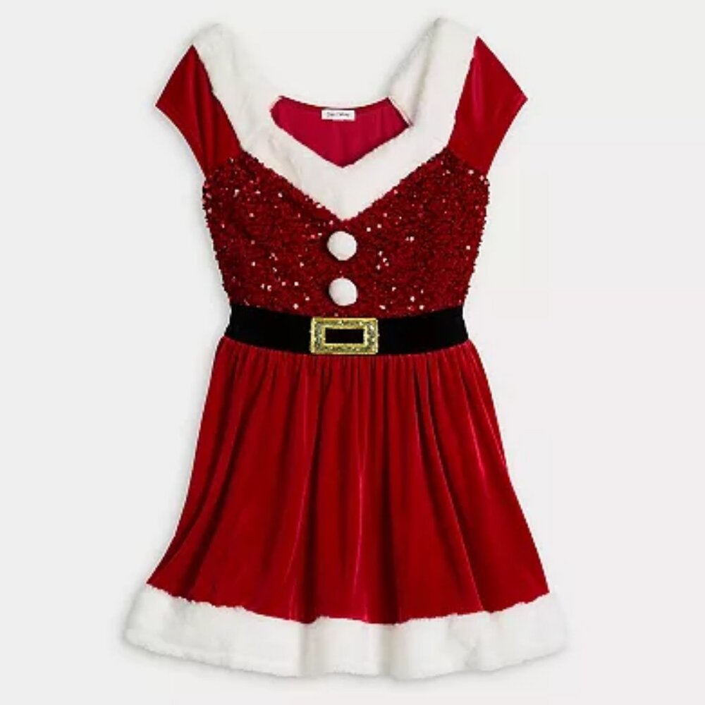 Women's Born Famous Short Sleeve Santa Sweater Dress, Girl's, Size: XXL, Red